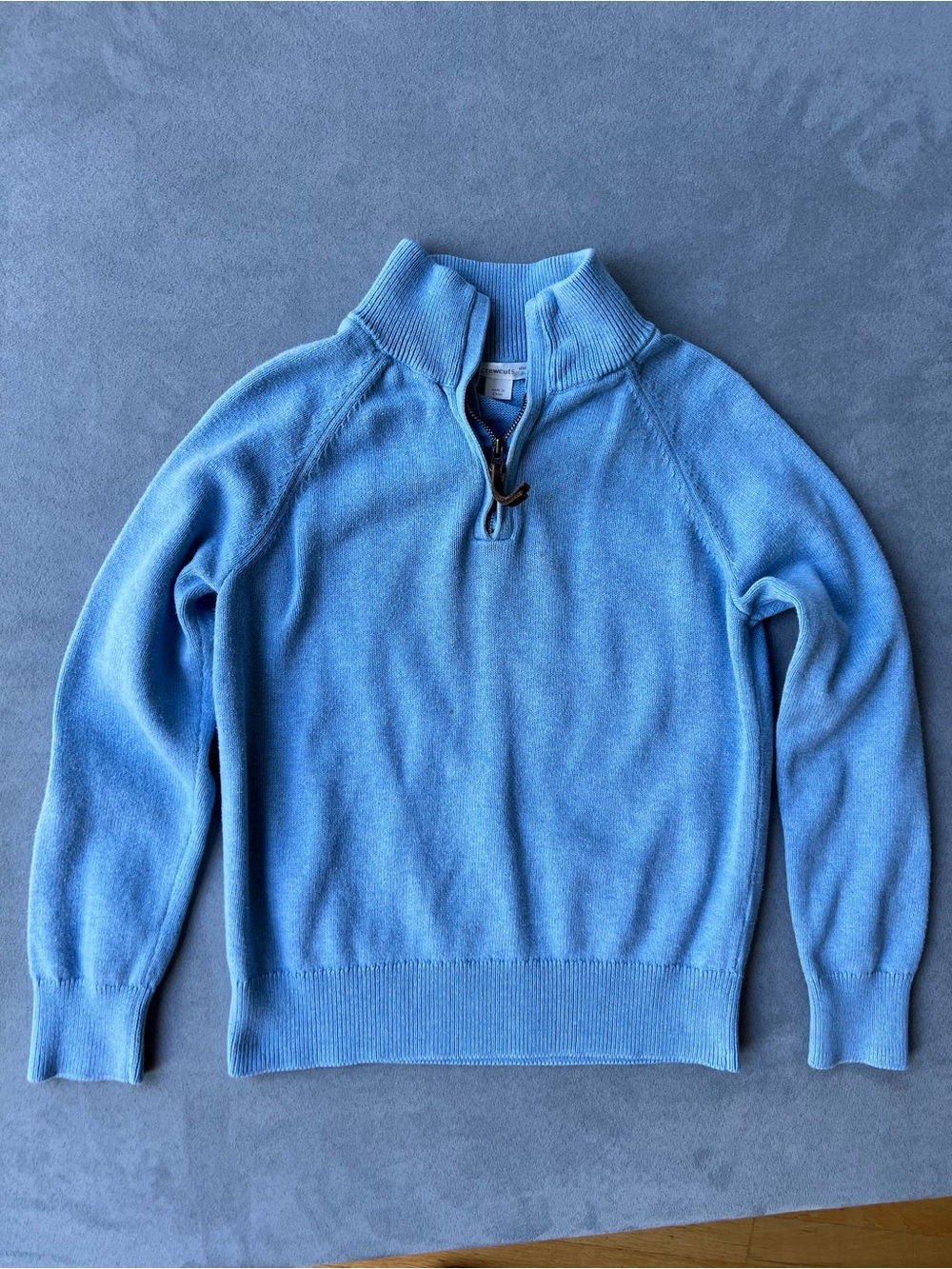 Crewcuts Light Blue Quarter-Zip Sweater size 8 light staining- cotton & cashmere